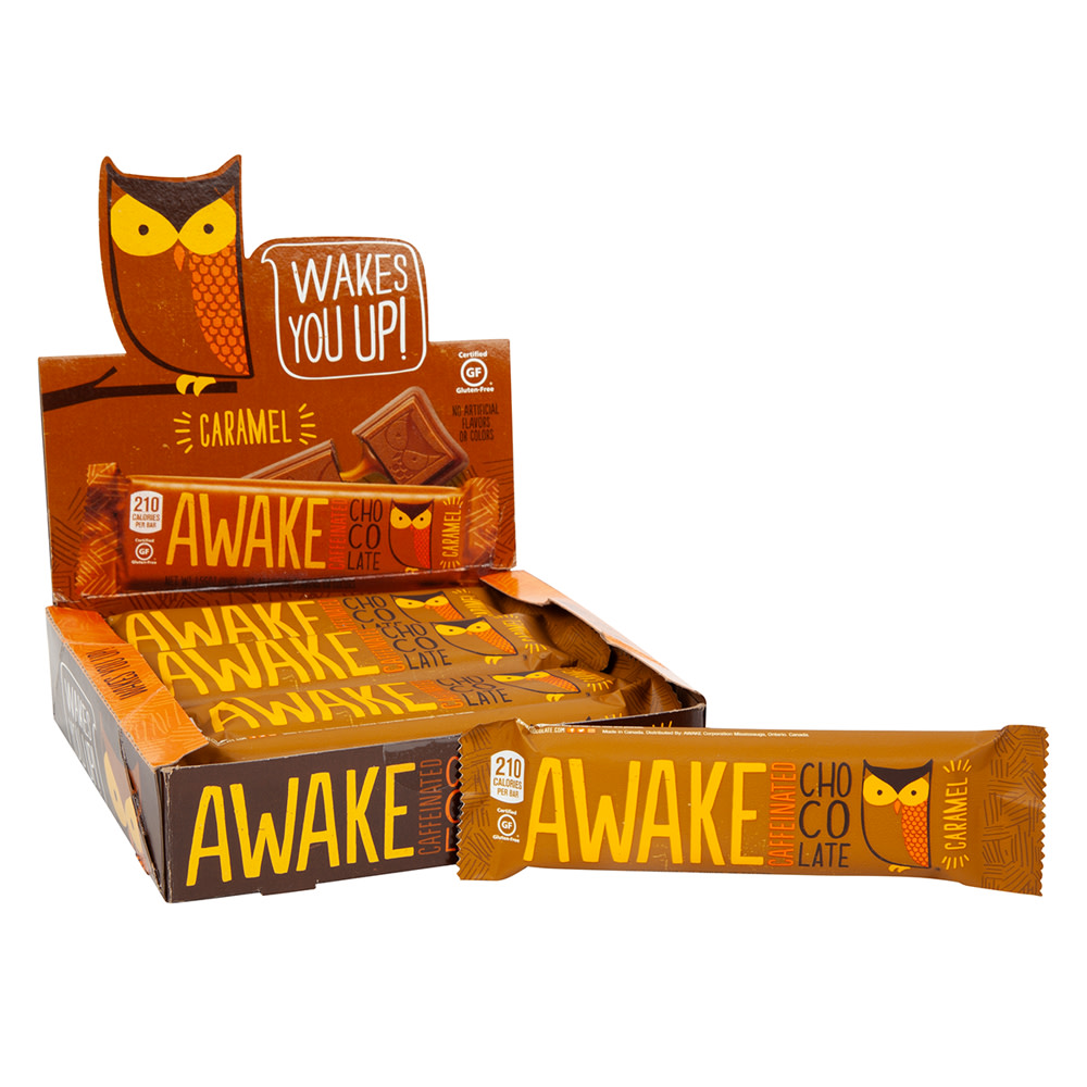 Awake Caffeinated Chocolate Caramel 1.55 Oz Bar Nassau Candy