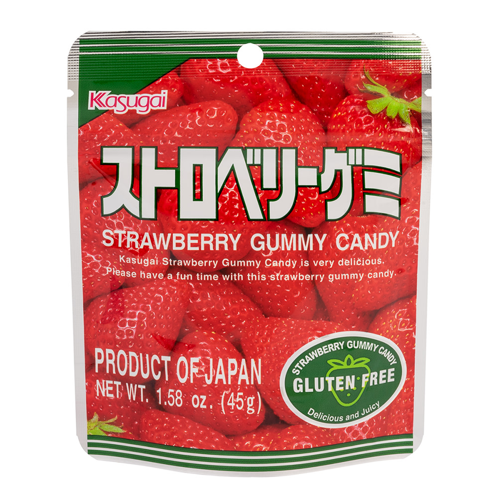 Kasugai Strawberry Gummy Candy 1.76 Oz Pouch Nassau Candy