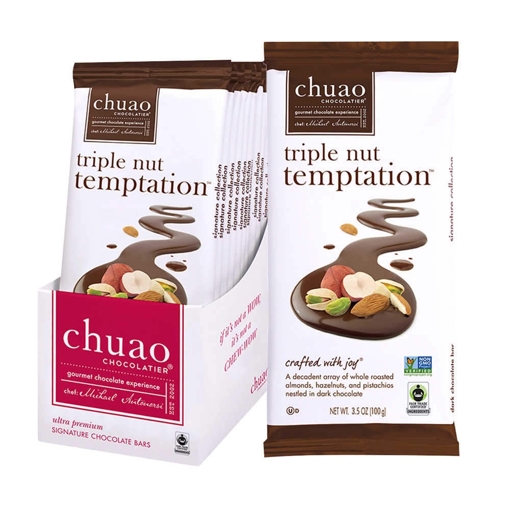 Chuao Dark Chocolate Triple Nut Temptation  oz Bar | Nassau Candy