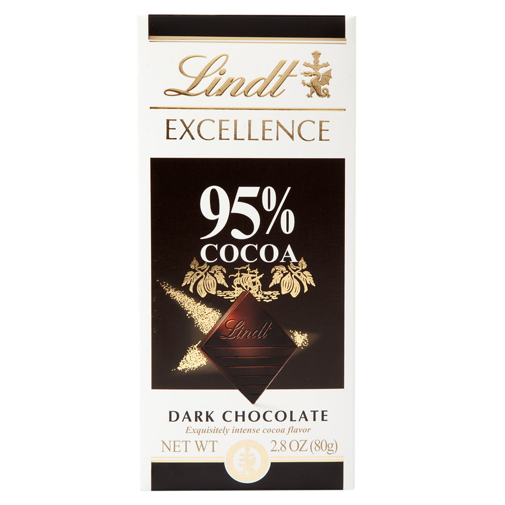 Lindt Excellence Dark Chocolate 95 Cocoa 2.8 Oz Bar Nassau Candy