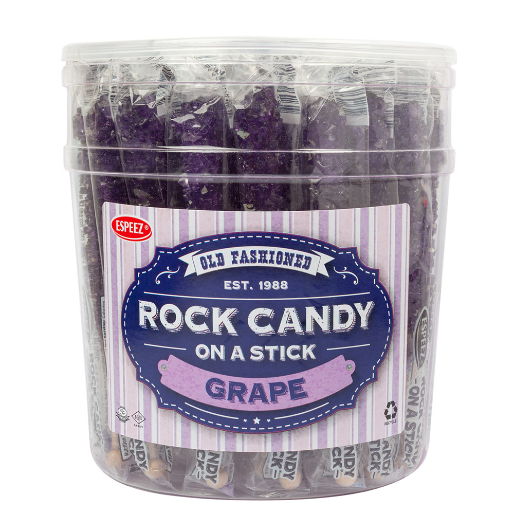 Espeez Rock Candy Purple Grape Sticks Tub 0.8 oz | Nassau Candy