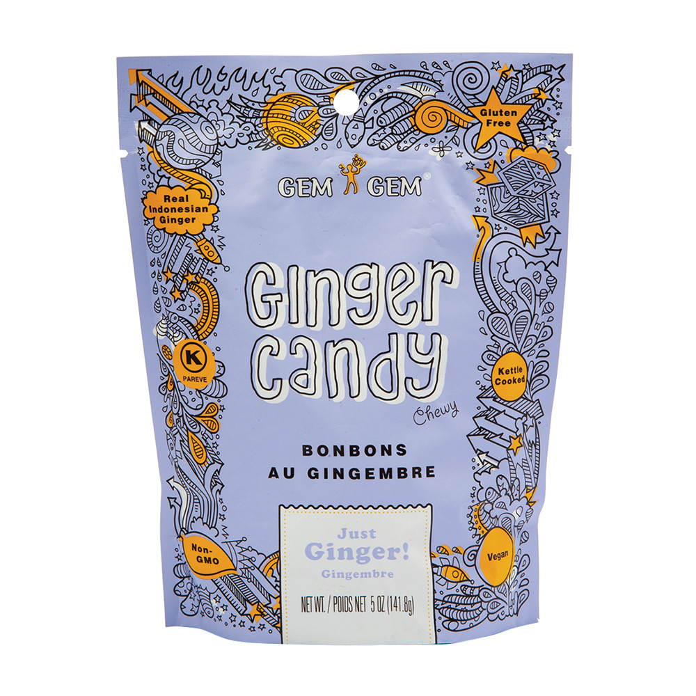 Gem Gem Just Ginger Chewy Ginger Candy 5 Oz Pouch Nassau Candy 8990