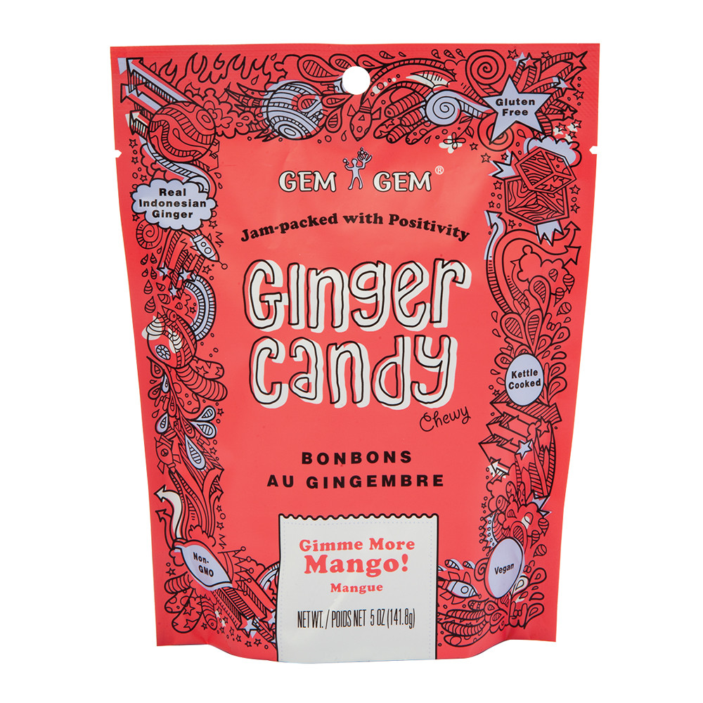 Gem Gem Chewy Mango Ginger Candy 5 Oz Pouch Nassau Candy 9261