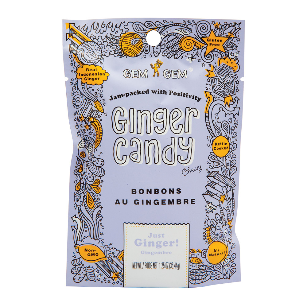 Gem Gem Ginger Candy Chewy Ginger Chews - 1 Pound Bulk Bag