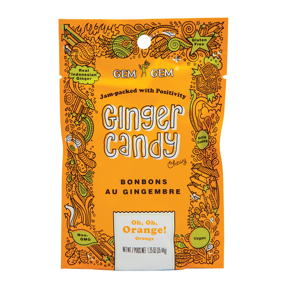 Gem Gem Chewy Orange Ginger Candy 125 Oz Peg Bag Nassau Candy 8030