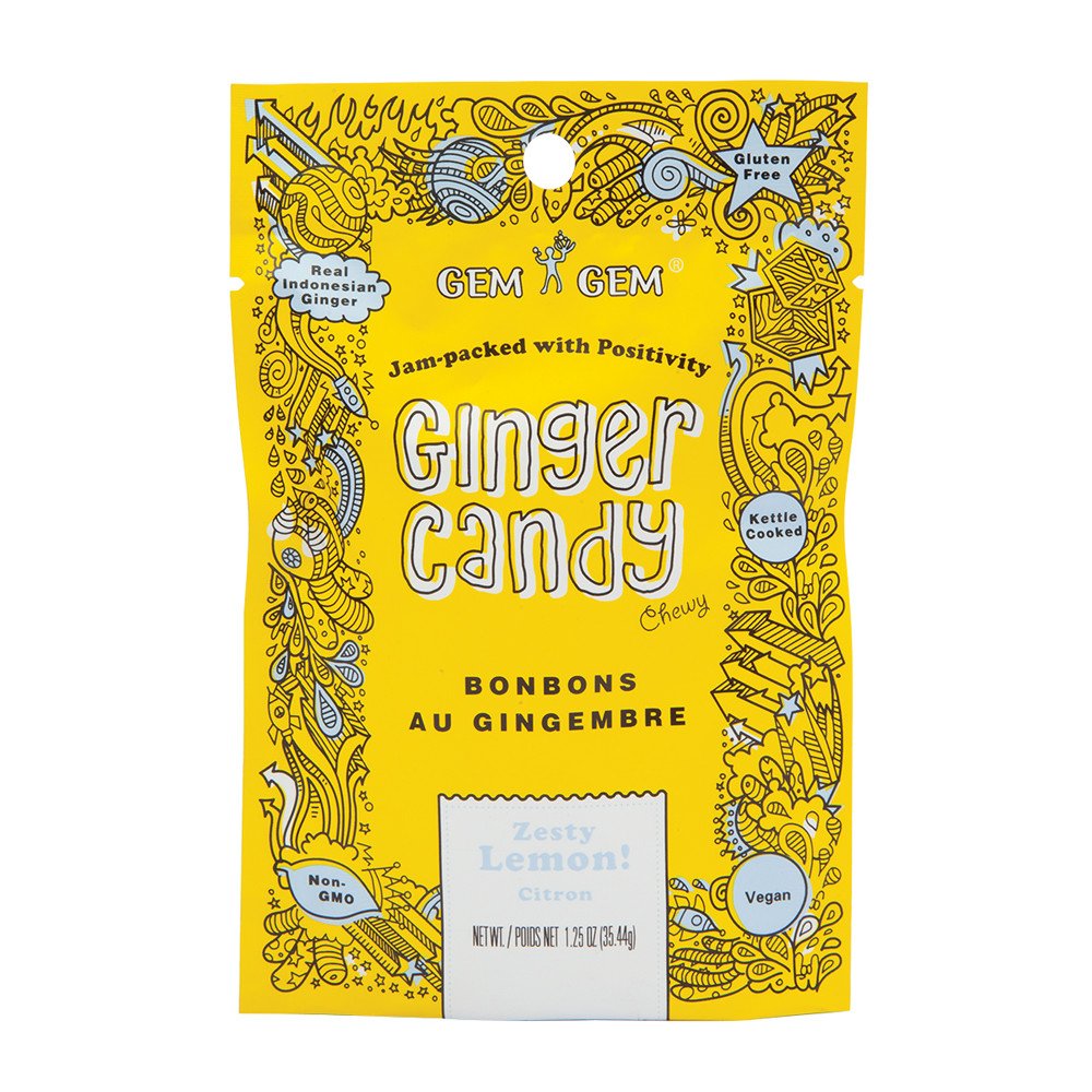 Gem Gem Chewy Lemon Ginger Candy 125 Oz Peg Bag Nassau Candy 9435