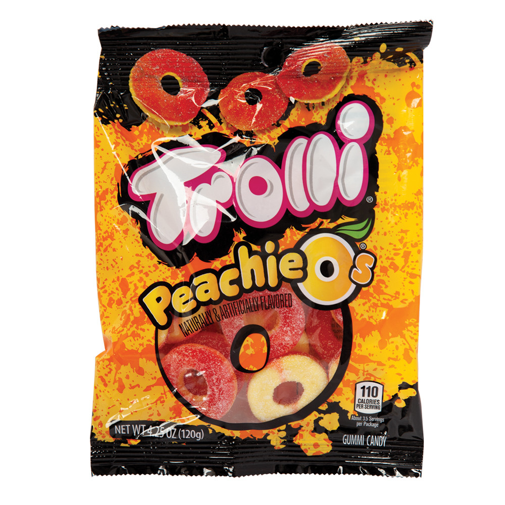 Trolli Gummy Peachie O's 4.25 Oz Peg Bag | Nassau Candy