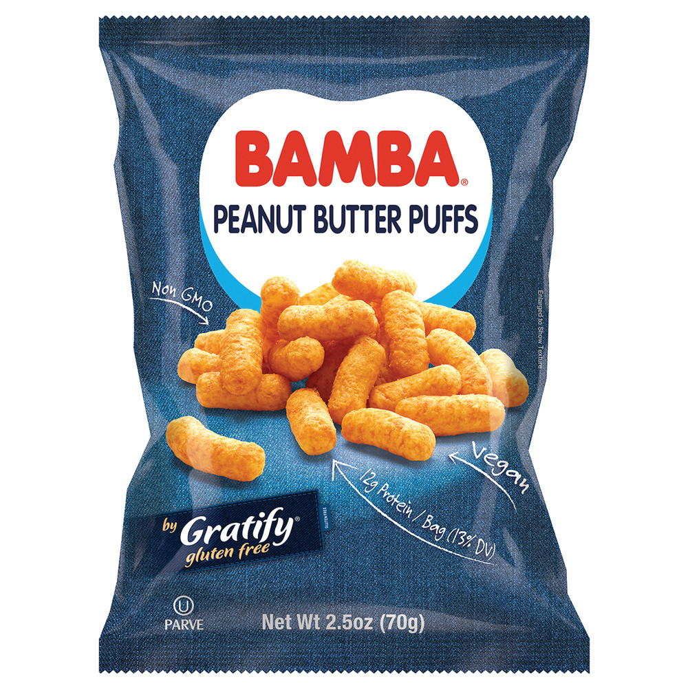 Gratify Bamba Peanut Puffs 2.5 oz Bag Nassau Candy