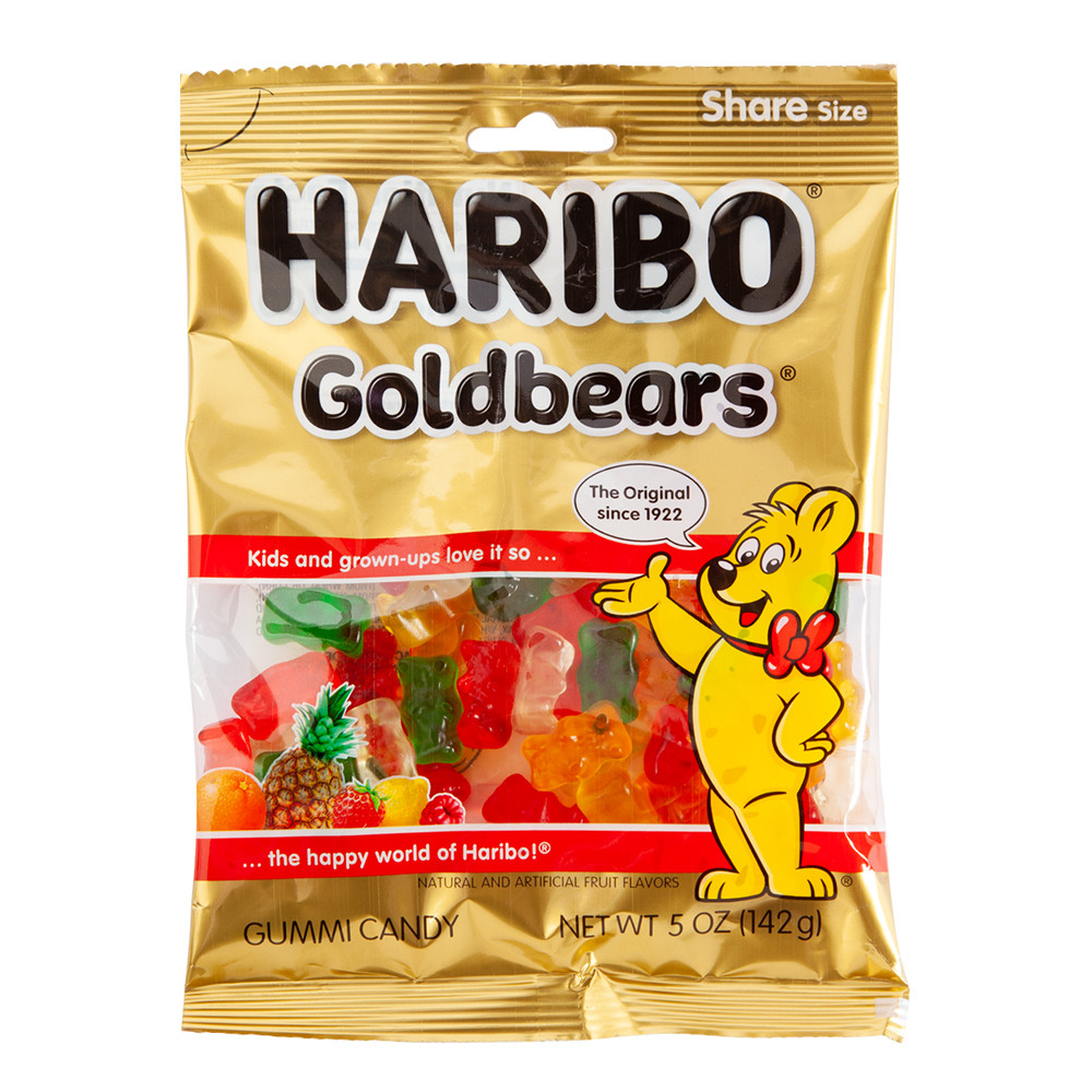 Haribo Gold Bears Gummi Candy 5 Oz Peg Bag Nassau Candy 0491