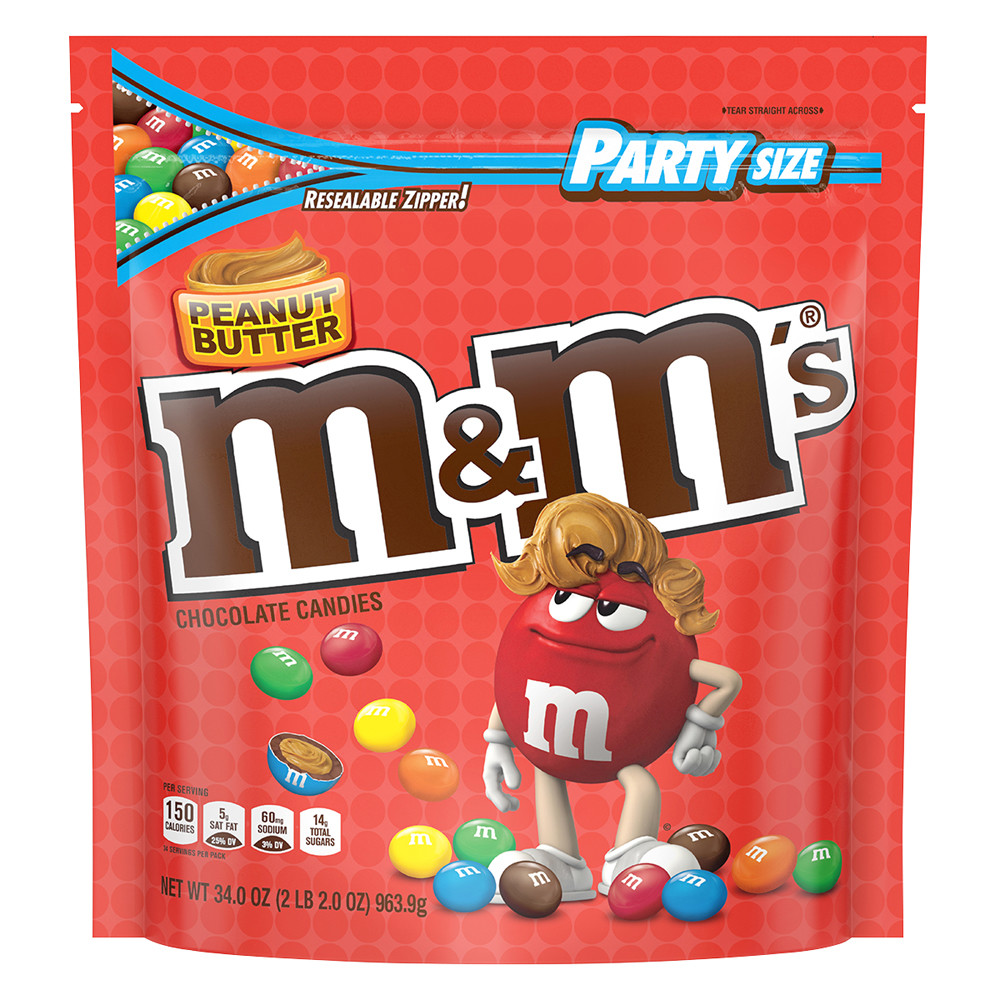 M&M's Peanut Butter Chocolate Candies Party Size - 34-oz. Resealable Bag