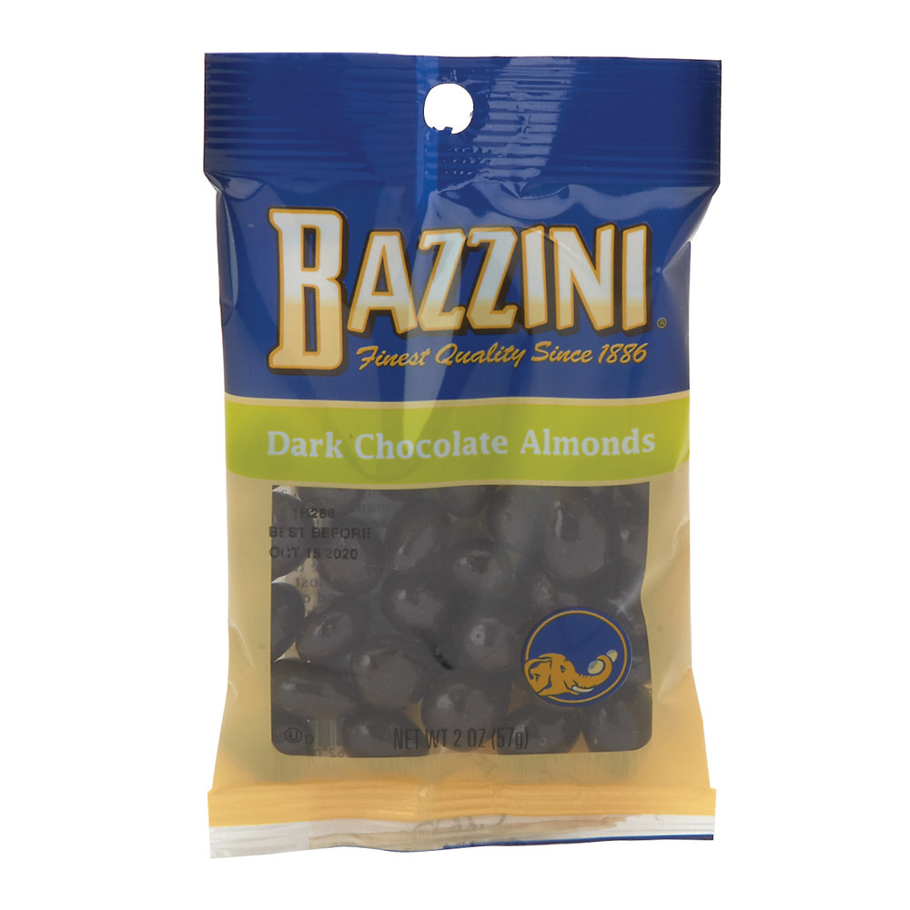 BAZZINI DARK CHOCOLATE ALMONDS 1.5 OZ PEG BAG
