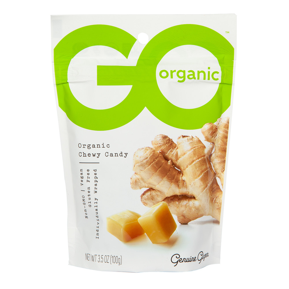 GO ORGANIC GINGER CHEWS CHEWY CANDY 3.5 OZ POUCH