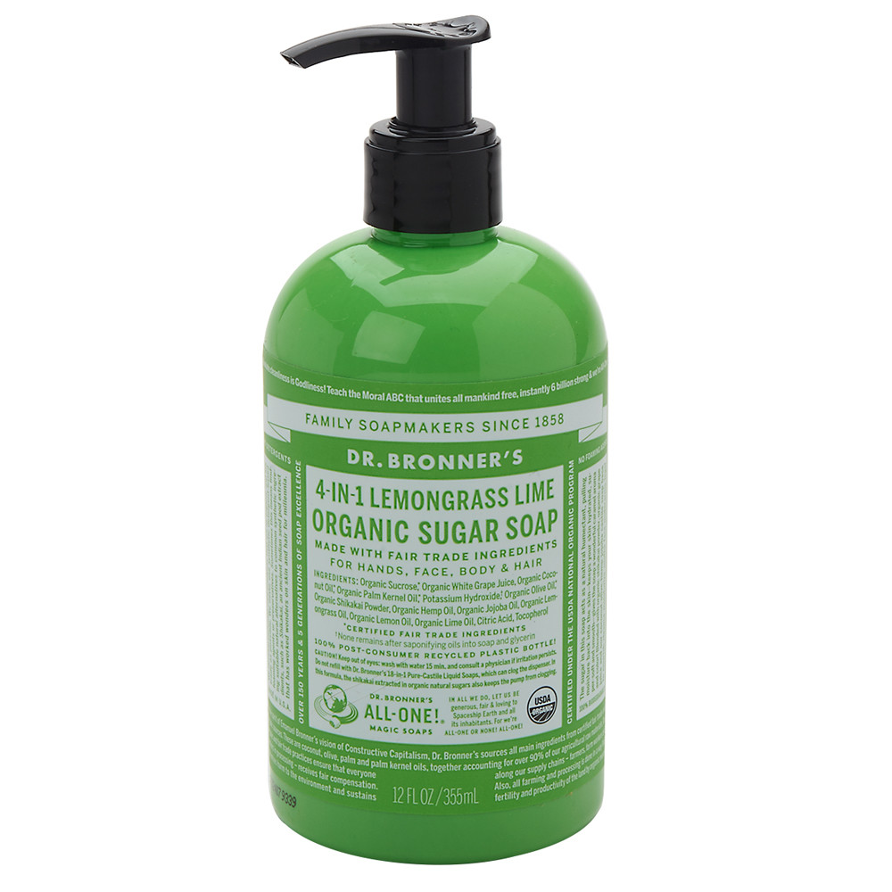 Dr. Bronner's Lemongrass Lime Hand Soap 12 Oz Pump Bottle Nassau Candy