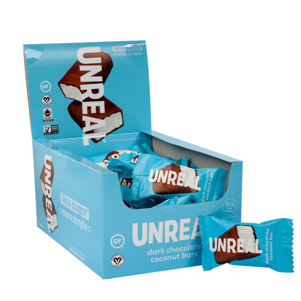 Unreal Dark Chocolate Coconut Bars 0.53 oz | Nassau Candy