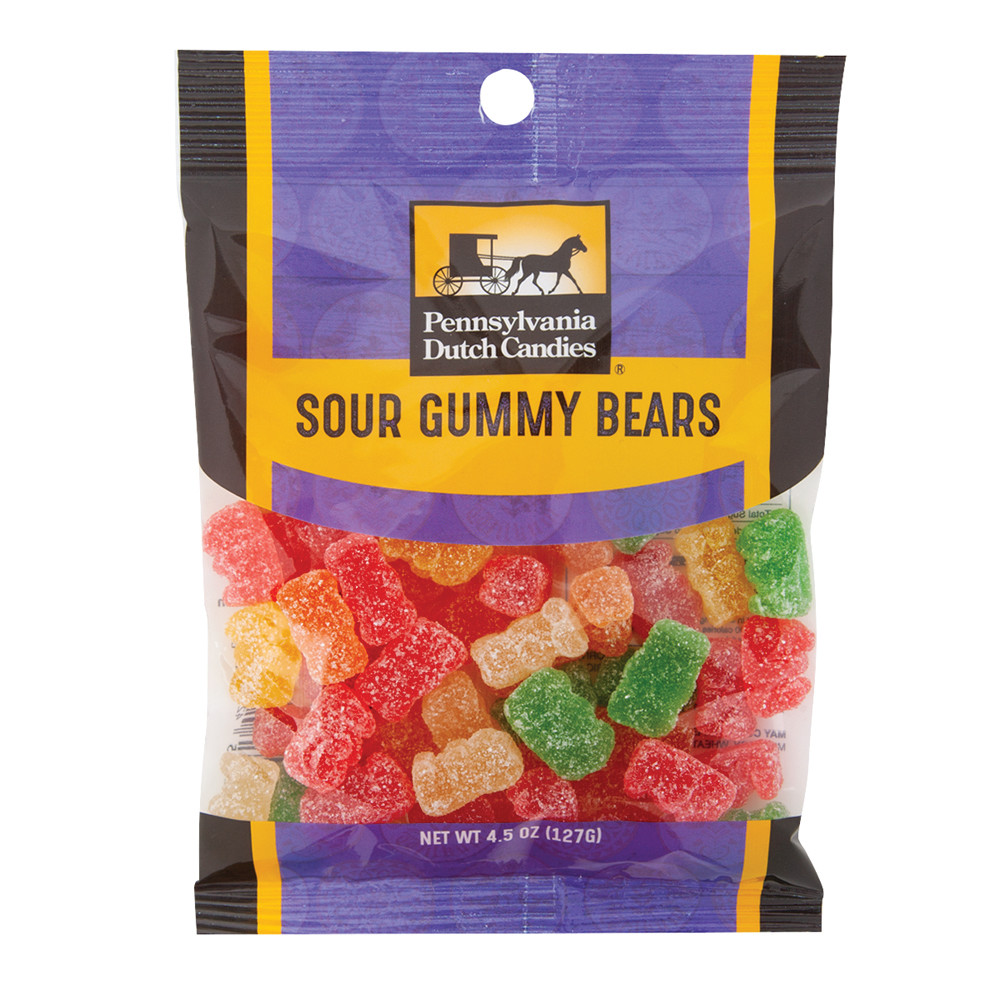 PDC CLEAR WINDOW BAG SOUR GUMMI BEARS PEG BAG 4.5 OZ