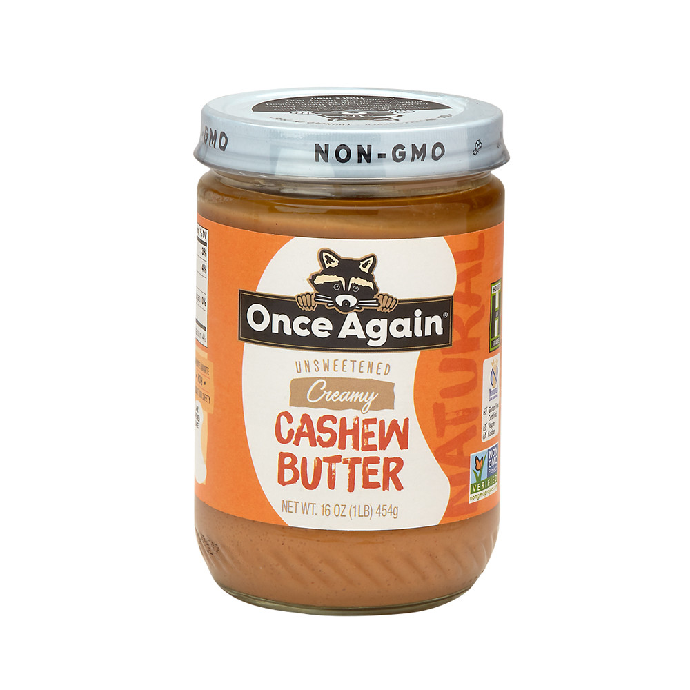 Once Again No Salt Creamy Cashew Butter 16 oz Jar Nassau Candy