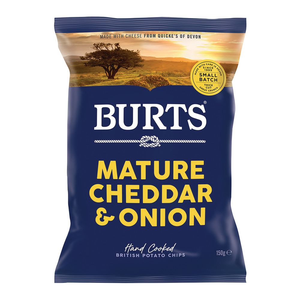 Burts Mature Cheddar and Green Onion Potato Chips 5.3 oz Bag Nassau Candy