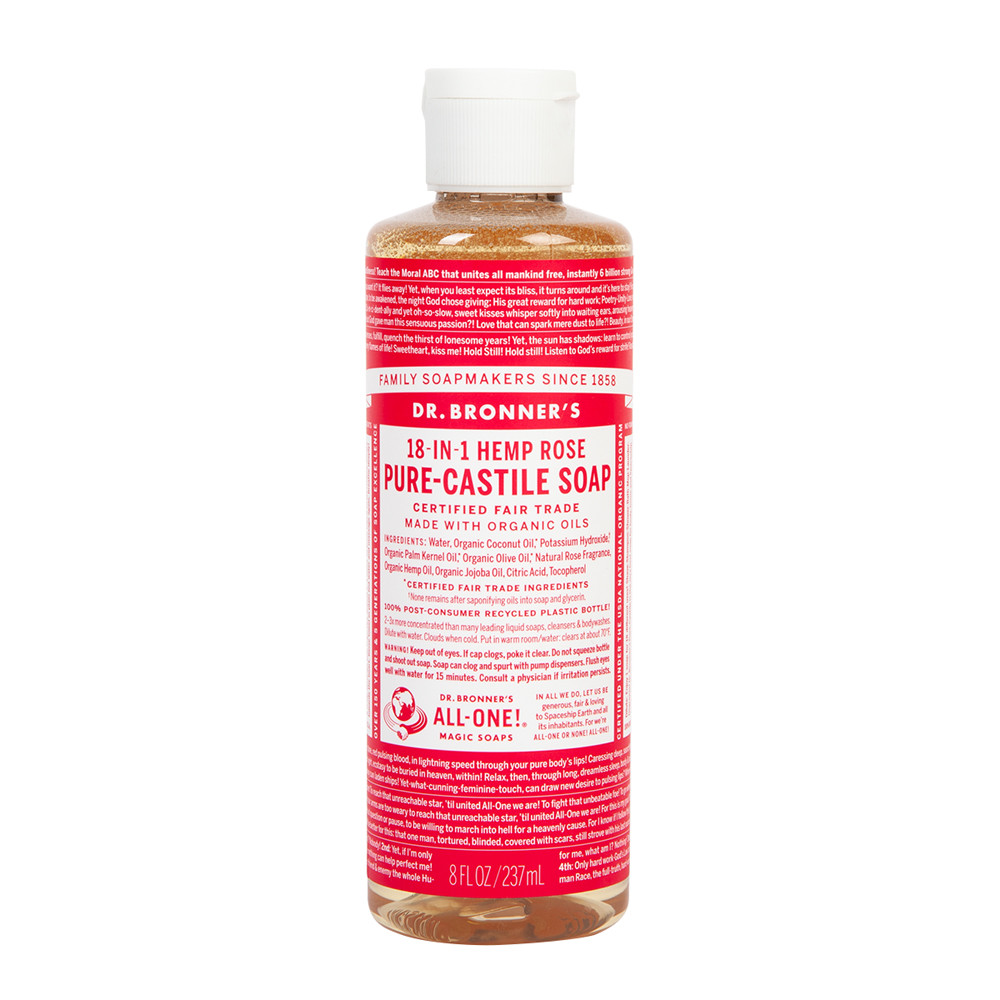 Dr. Bronner's Rose Soap 8 oz Bottle Nassau Candy