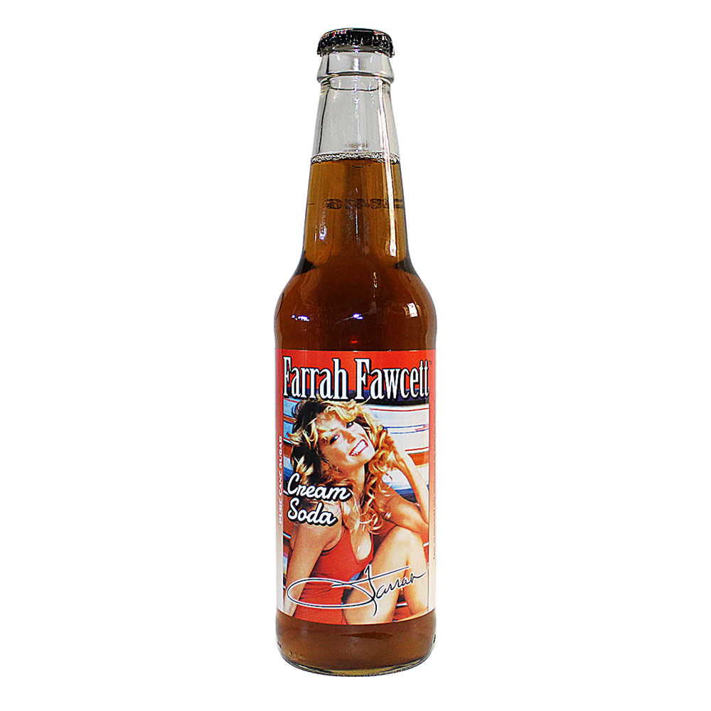 FARRAH FAWCETT CREAM SODA ROCKET FIZZ 12 OZ GLASS BOTTLE LIMITED EDITION FARRAH FAWCETT CREAM SODA ROCKET FIZZ 12 OZ GLASS BOTTLE LIMITED EDITION