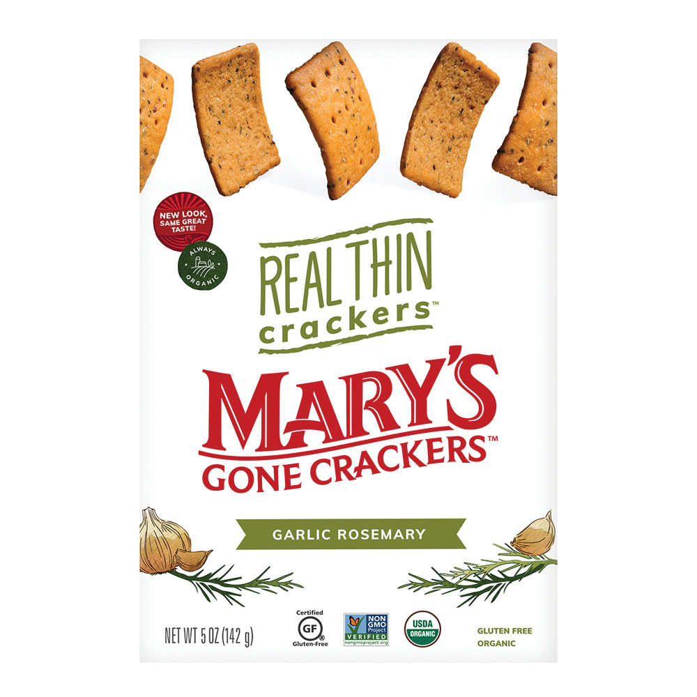 Mary's Gone Crackers Thin Garlic Rosemary Crackers Nassau Candy