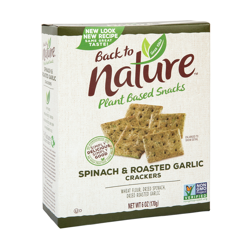 Back To Nature Spinach Garlic Crackers 6 5 Oz Box