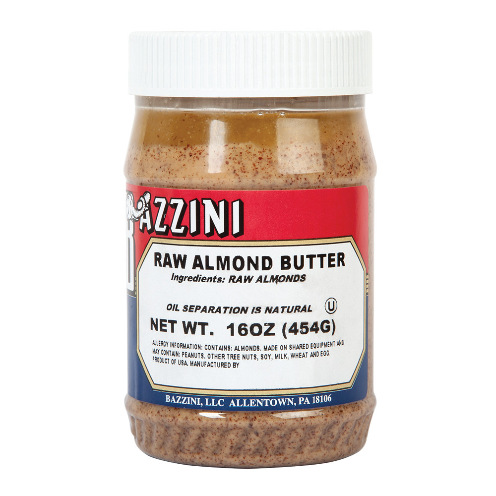 BAZZINI RAW SMOOTH ALMOND BUTTER 16 OZ JAR