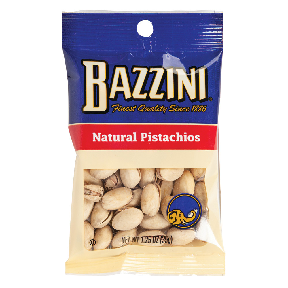 Bazzini Natural Pistachios 1.5 oz Peg Bag Nassau Candy