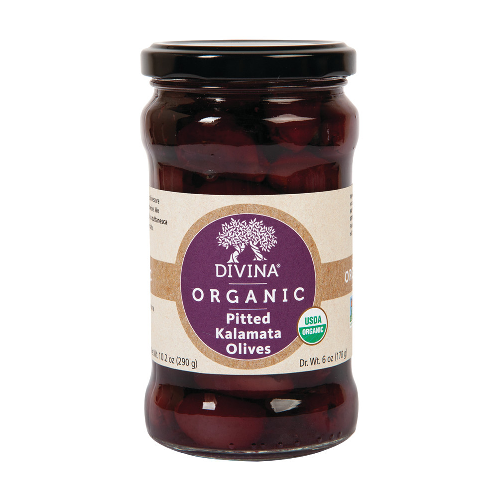 Divina Organic Pitted Kalamata Olives 6 oz Jar Nassau Candy