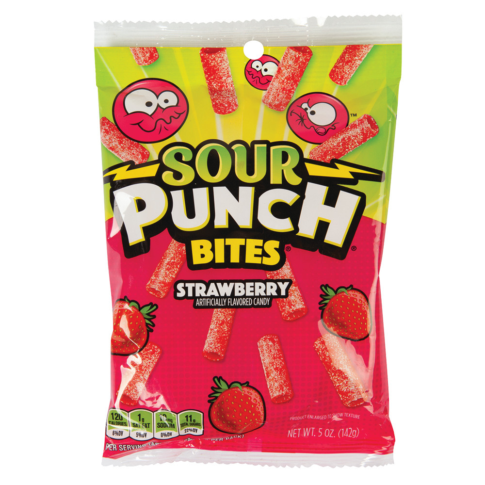 Sour Punch Strawberry Bites 5 Oz Peg Bag Nassau Candy