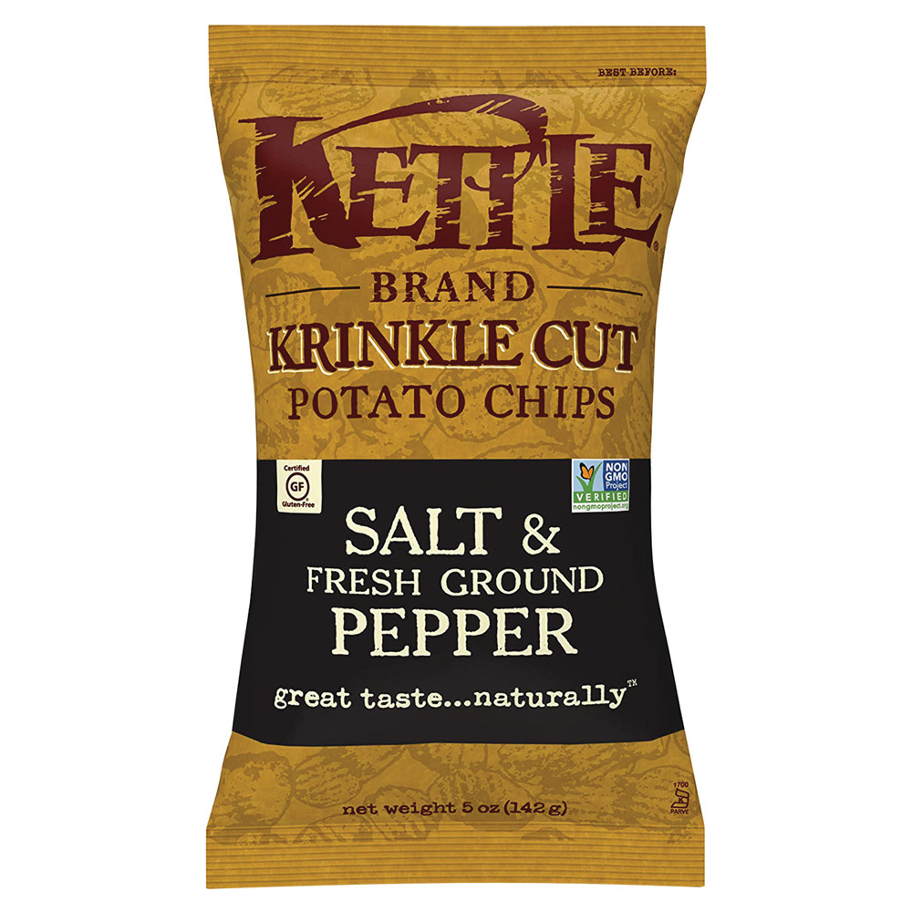 Kettle Brand Krinkle Cut Potato Chips Salt and Fresh Ground Pepper