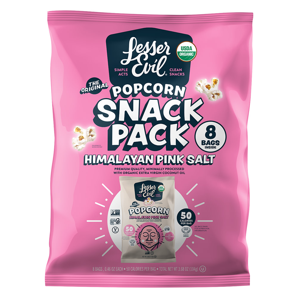 Lesser Evil Organic Popcorn Snack Pack 8 ct 0.46 oz Bag Nassau Candy