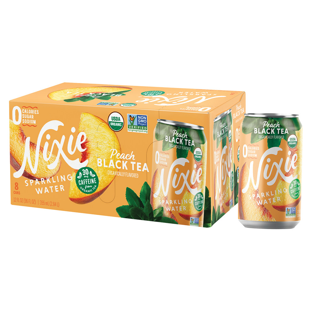 Nixie Sparkling Water, Peach Black Tea, 8 Pack - 8 pack, 12 fl oz cans