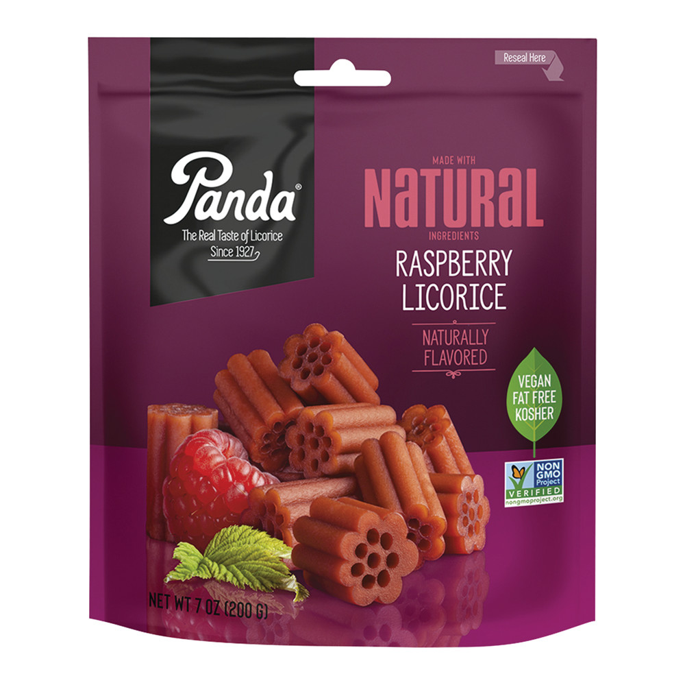 Panda Raspberry Licorice Chews 7 oz Pouch Nassau Candy