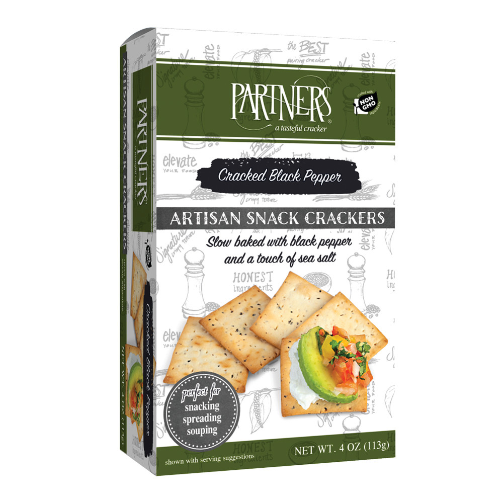 Partners Classic All Natural Black Pepper Crackers 4 oz Box Nassau Candy