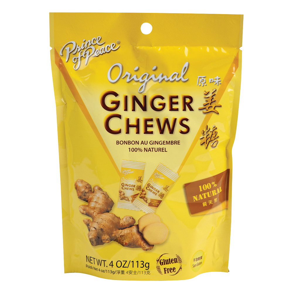 Prince Of Peace Original Ginger Chews 4 Oz Pouch Nassau Candy