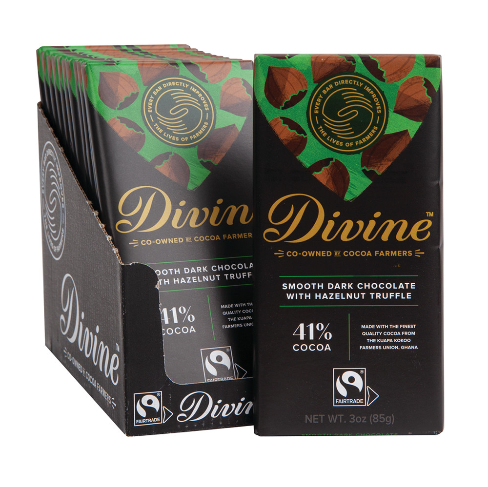 Divine Dark Chocolate Hazelnut Truffle 3 oz Bar Nassau Candy