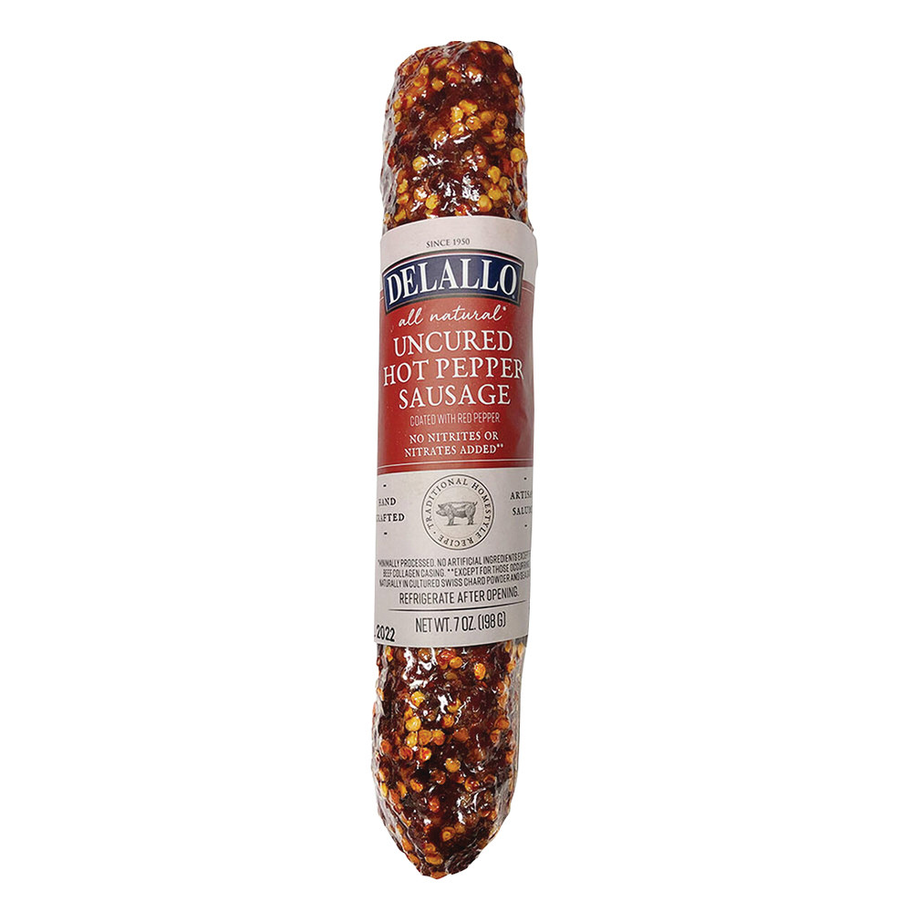 Delallo Hot Pepper Dry Sausage 7 oz Nassau Candy