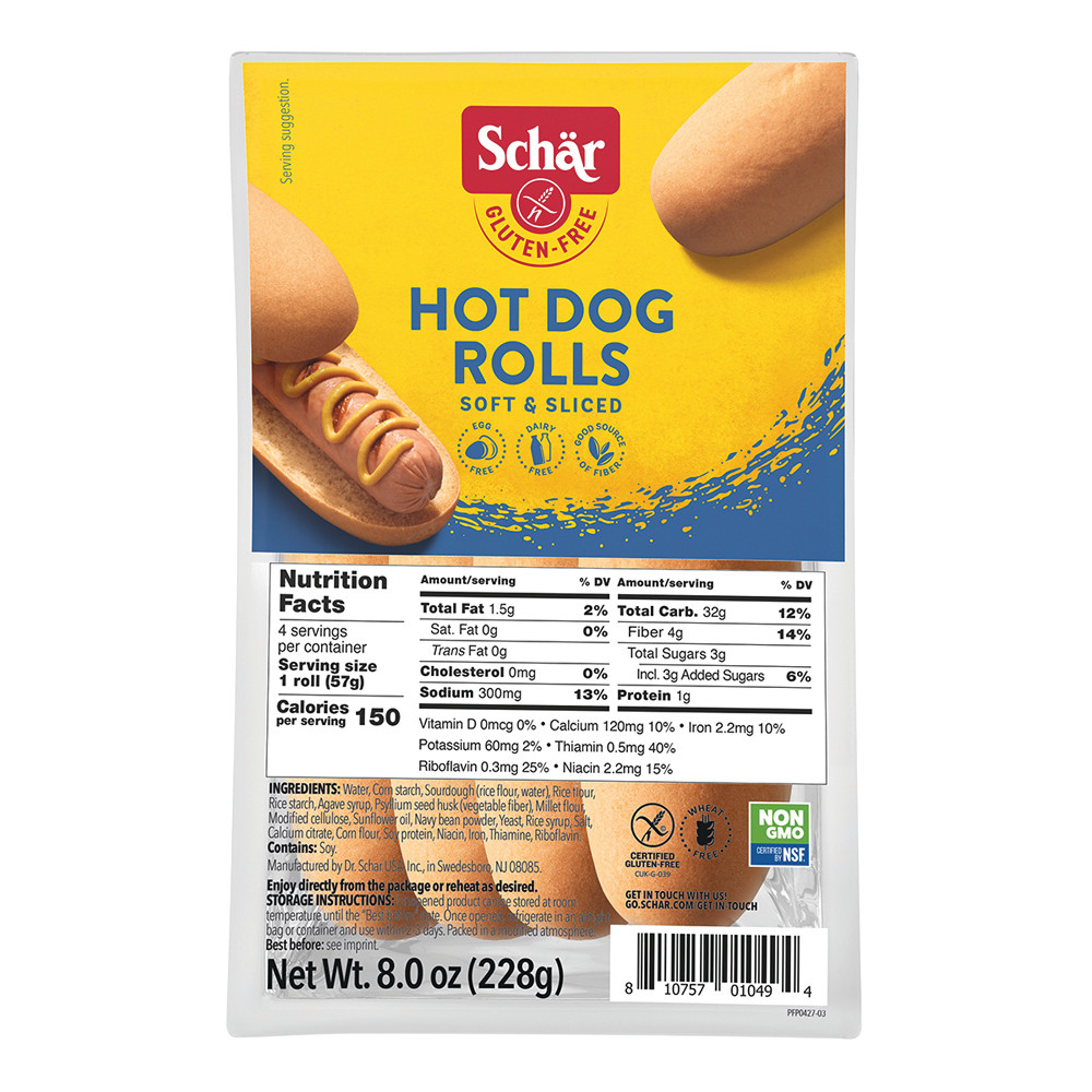 Schar Gluten Free Hot Dog Buns 8 oz Pouch | Nassau Candy