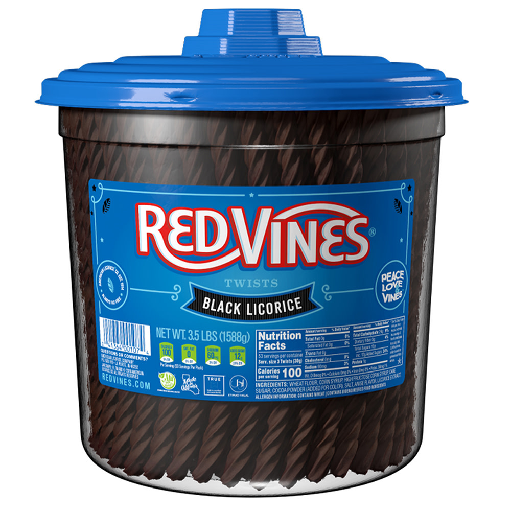 Red Vines Black Licorice Tub Nassau Candy