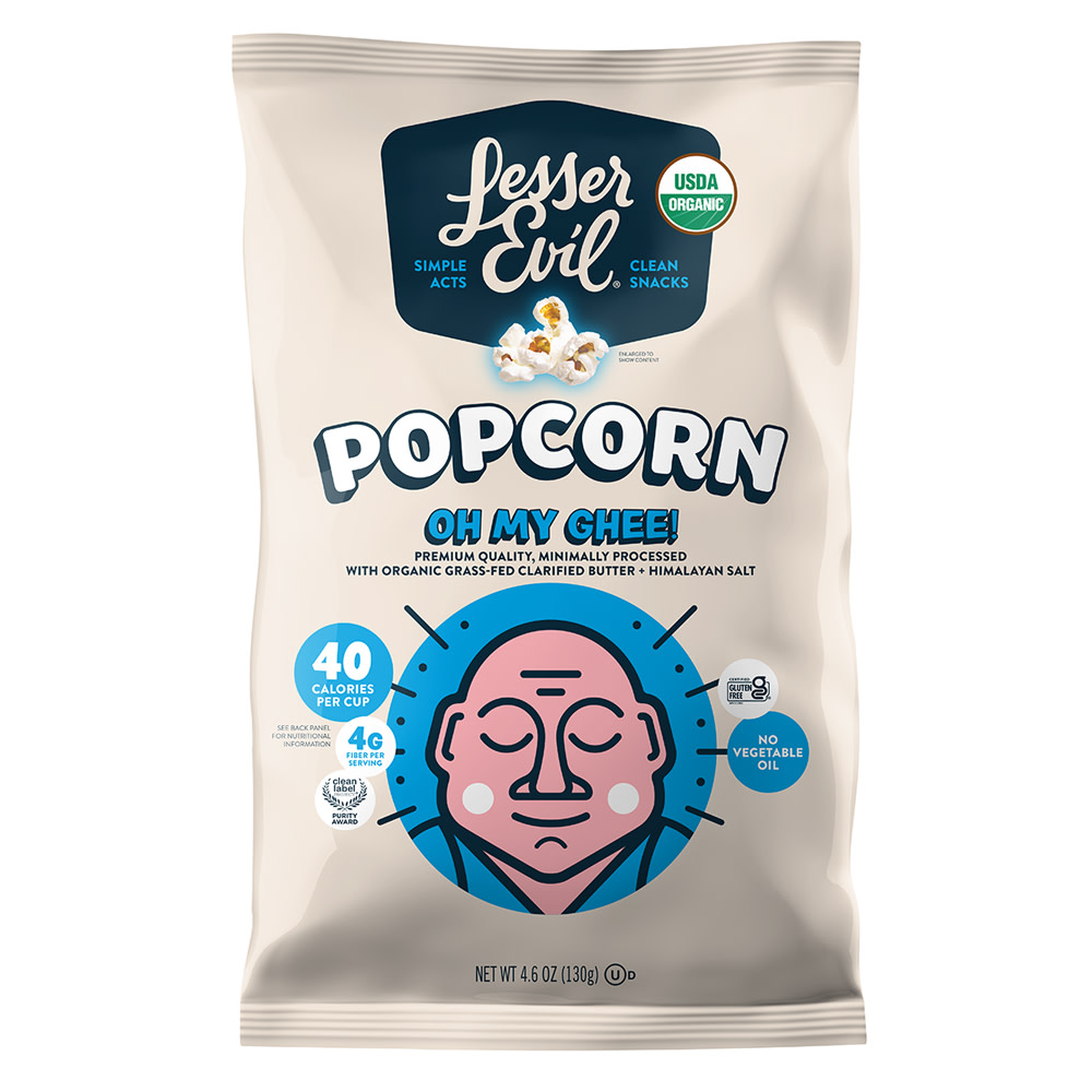 Lesser Evil Organic Oh My Ghee Popcorn 4.6 oz Bag Nassau Candy