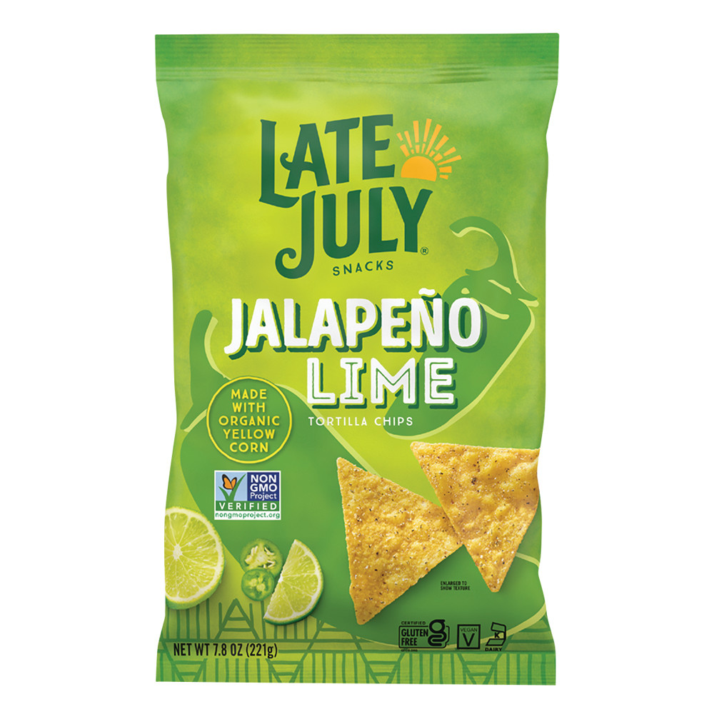 Late July Jalapeno & Lime Tortilla Chips 7.8 oz Bag Nassau Candy