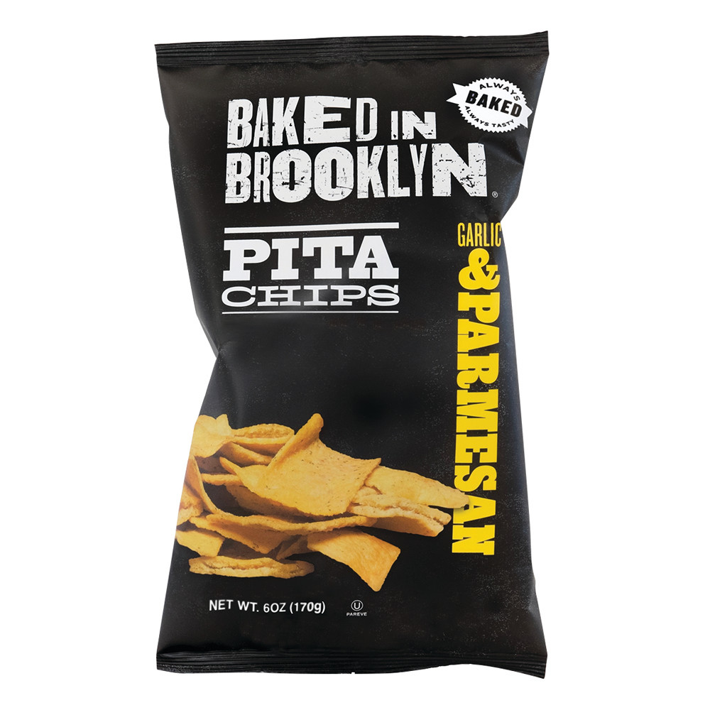 Baked in Brooklyn Garlic Parmesan Pita Chips 6 oz Bag Nassau Candy