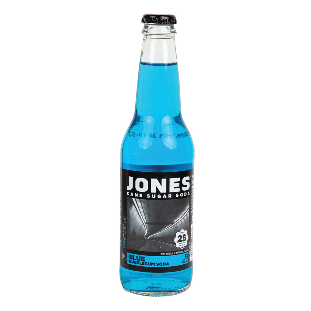 Jones Blue BubbleGum Soda 12 oz Bottle Nassau Candy