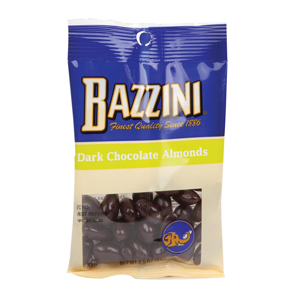 Bazzini Dark Chocolate Almonds 1.5 oz Bag Nassau Candy