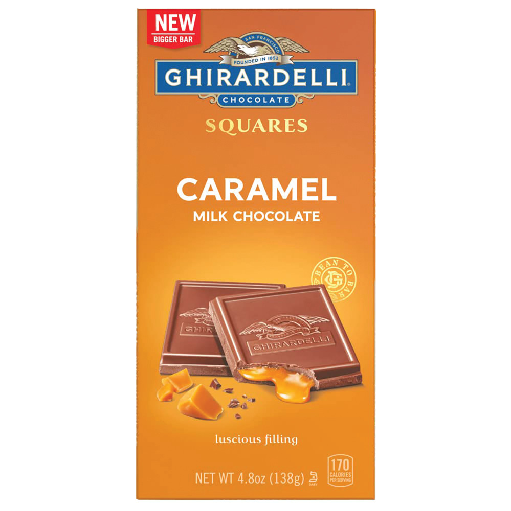 Ghirardelli Caramel Milk Chocolate Squares Bar 4.8 oz Nassau Candy