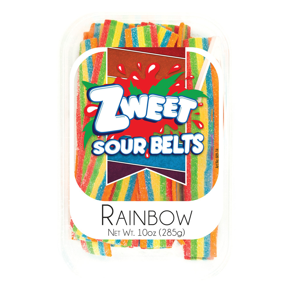Zweet Rainbow Sour Belts 10 oz Tub | Nassau Candy