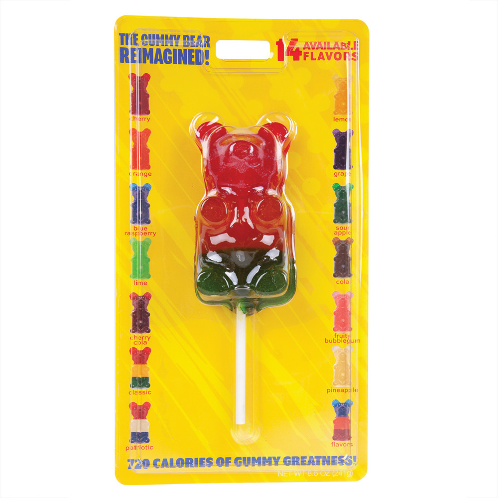 Giant Rainbow Gummy Bear On A Stick 8 Oz Nassau Candy 2034