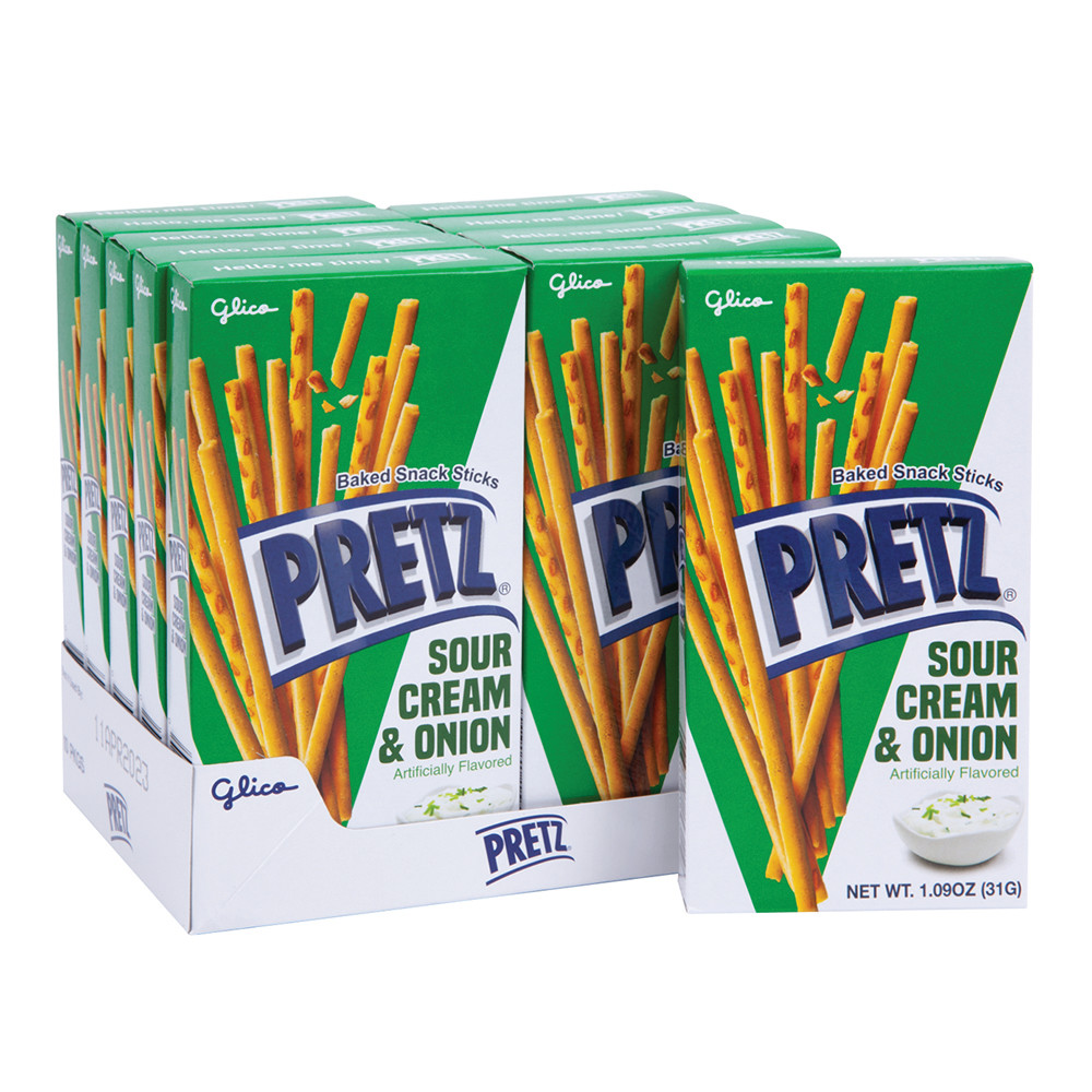 Pretz Sour Cream & Onion Baked Snack Sticks 1.09 oz Box Nassau Candy