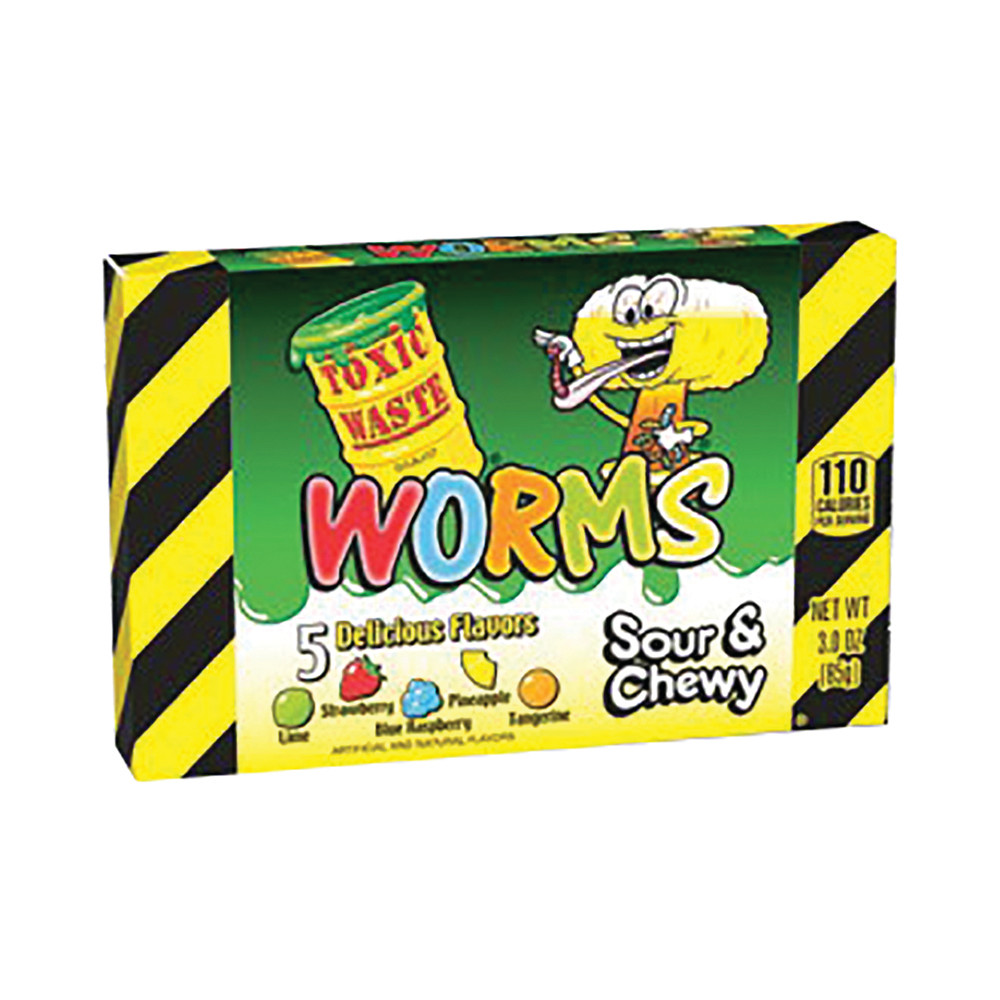 Toxic Waste Sour Worms 3 oz Box | Nassau Candy Toxic Waste Sour Worms 3 oz Box | Nassau Candy