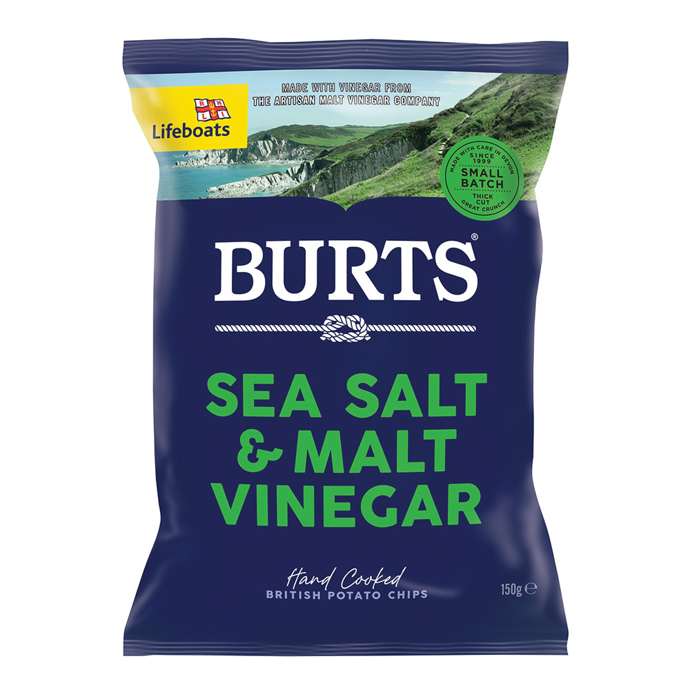 Burts Sea Salt And Malted Vinegar Potato Chips 5.3 Oz Bag Nassau Candy